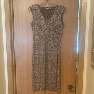Old Navy Brown and Cream Patterned Midi Dress